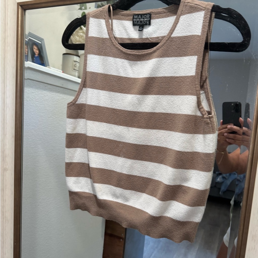 No. 6 Brown and White Striped Tank Top